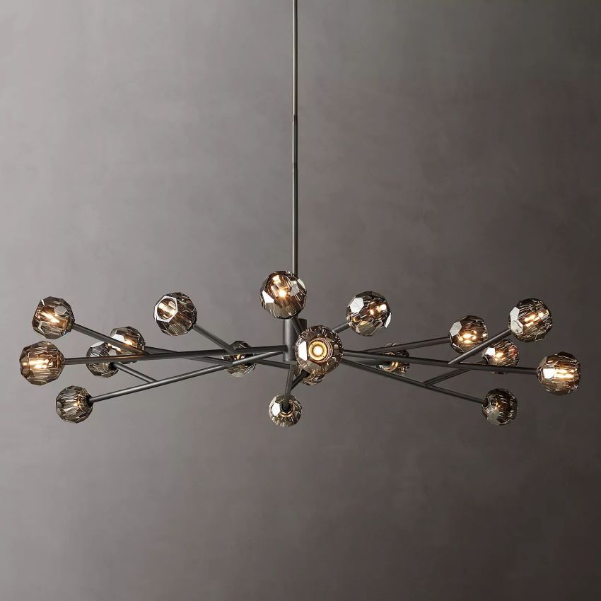 Spherical Crystal Chandelier with Brass Frame 24-72 Inch Modern Orb Light Fixture for Dining Room & Foyer | Thomler