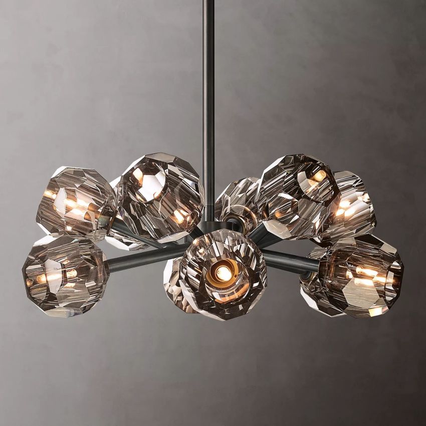 Spherical Crystal Chandelier with Brass Frame 24-72 Inch Modern Orb Light Fixture for Dining Room & Foyer | Thomler