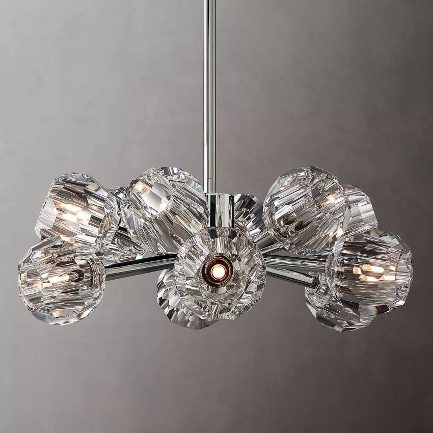 Spherical Crystal Chandelier with Brass Frame 24-72 Inch Modern Orb Light Fixture for Dining Room & Foyer | Thomler