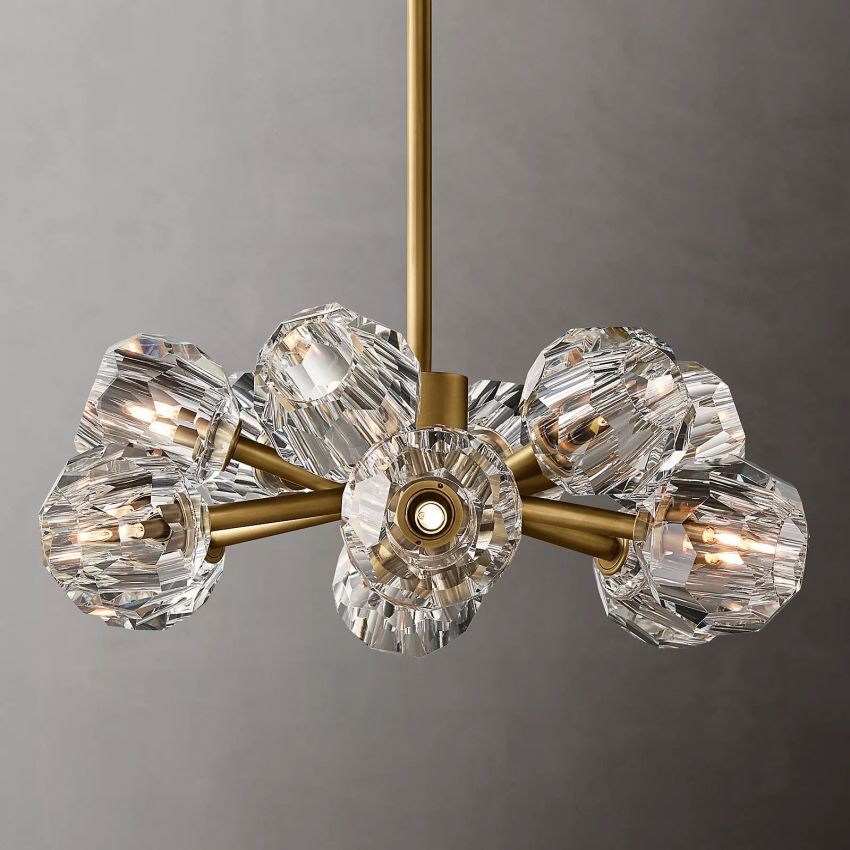 Spherical Crystal Chandelier with Brass Frame 24-72 Inch Modern Orb Light Fixture for Dining Room & Foyer | Thomler