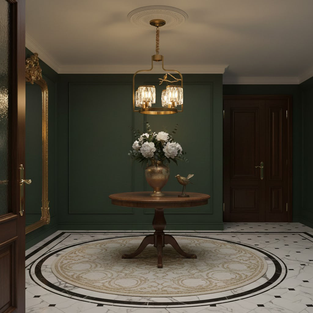 Chandelier Brass 22 in Crystal Indoor Ceiling Light Modern Dining Living Room Fixture | Thomler