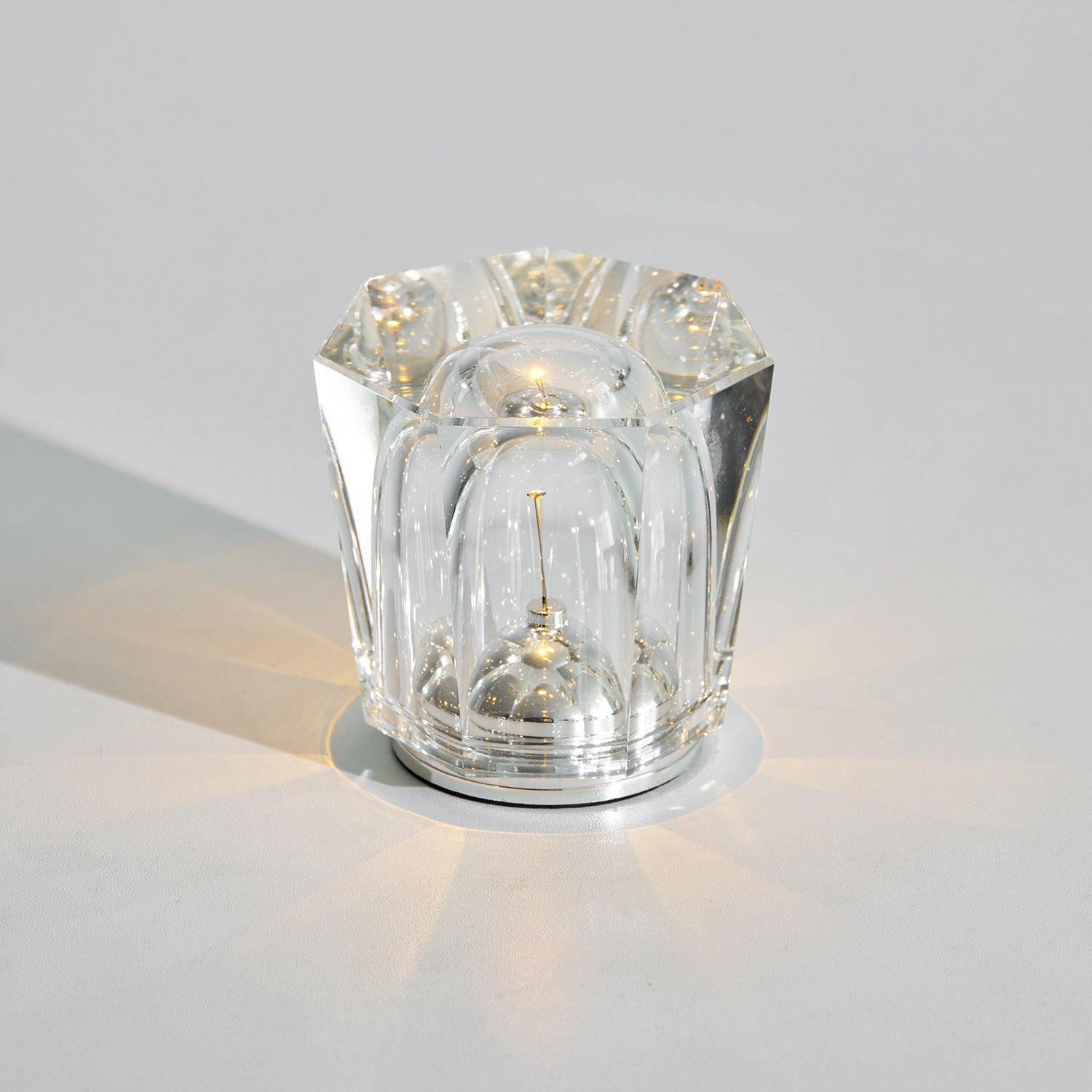 Table Lamp Crystal Glass 3.2 in x 3.5 in Clear LED Desk Bedroom Accent Light | Thomler