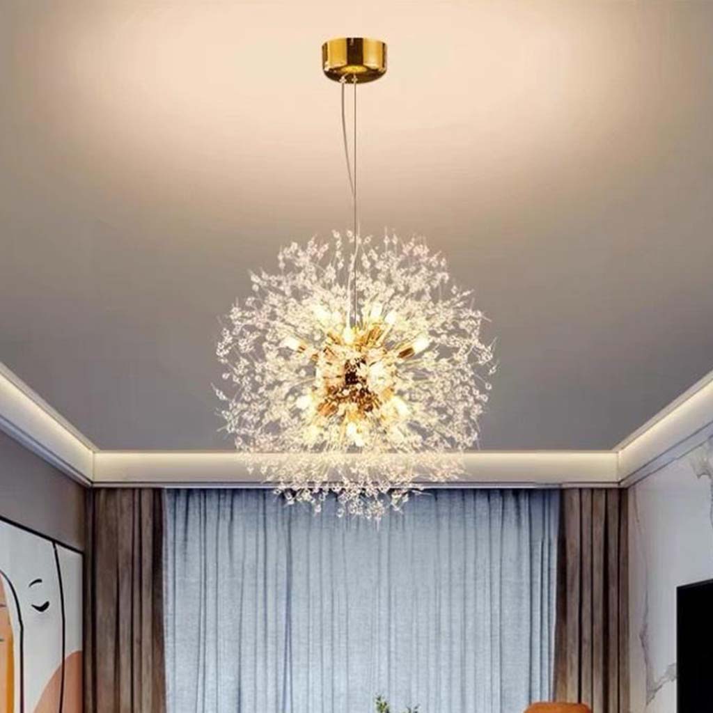 Chandelier Metal Crystal 23.6 in Adjustable Living Room Dining Foyer Ceiling Light Modern Nordic Style | Thomler