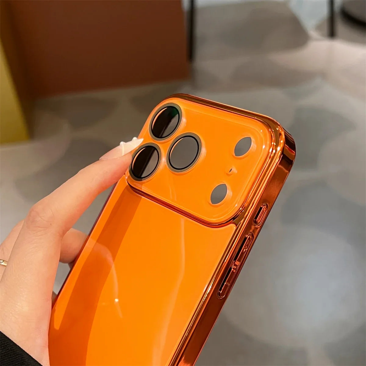 Tempered Glass iPhone Case with Camera Lens Shield & Plated Edges – Shockproof Protection for iPhone 11-17 Pro Max | Thomler