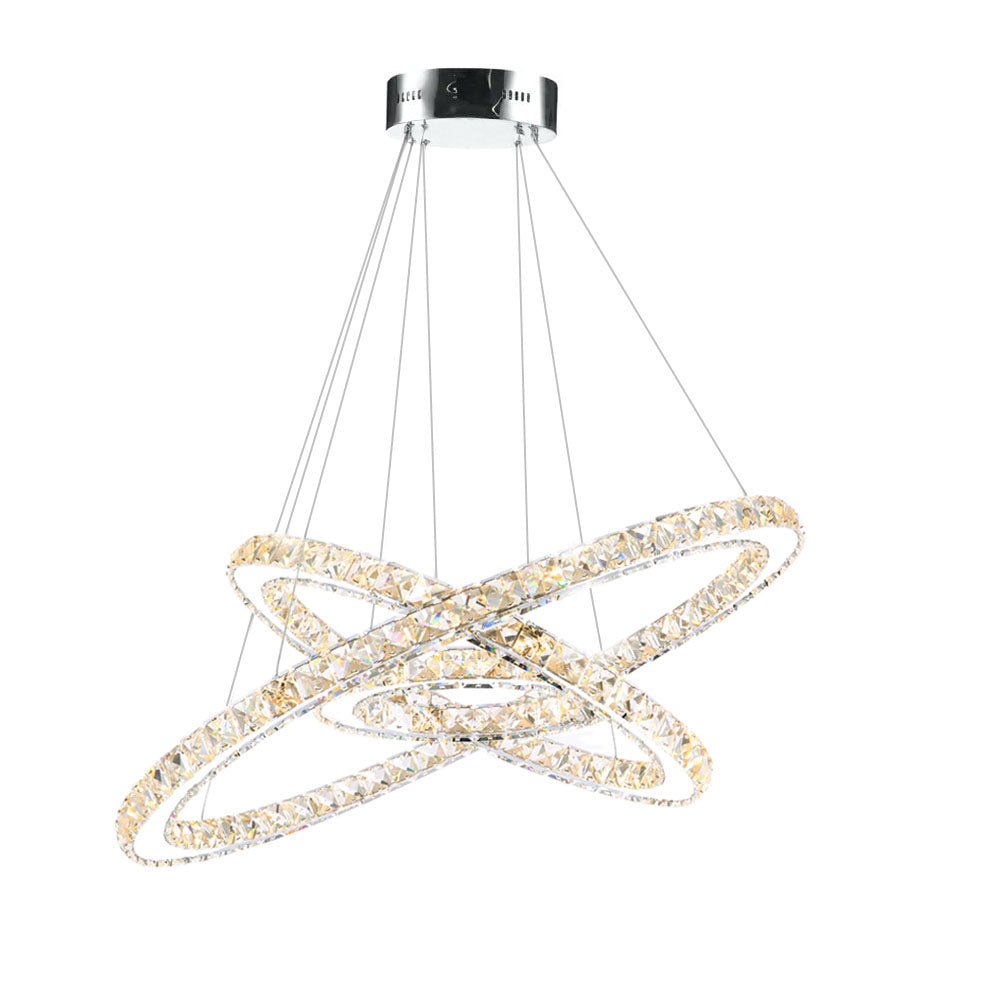 Adjustable Circle Hanging Light Fixture with K9 Crystal Accents for Dining Room & Living Room | Thomler