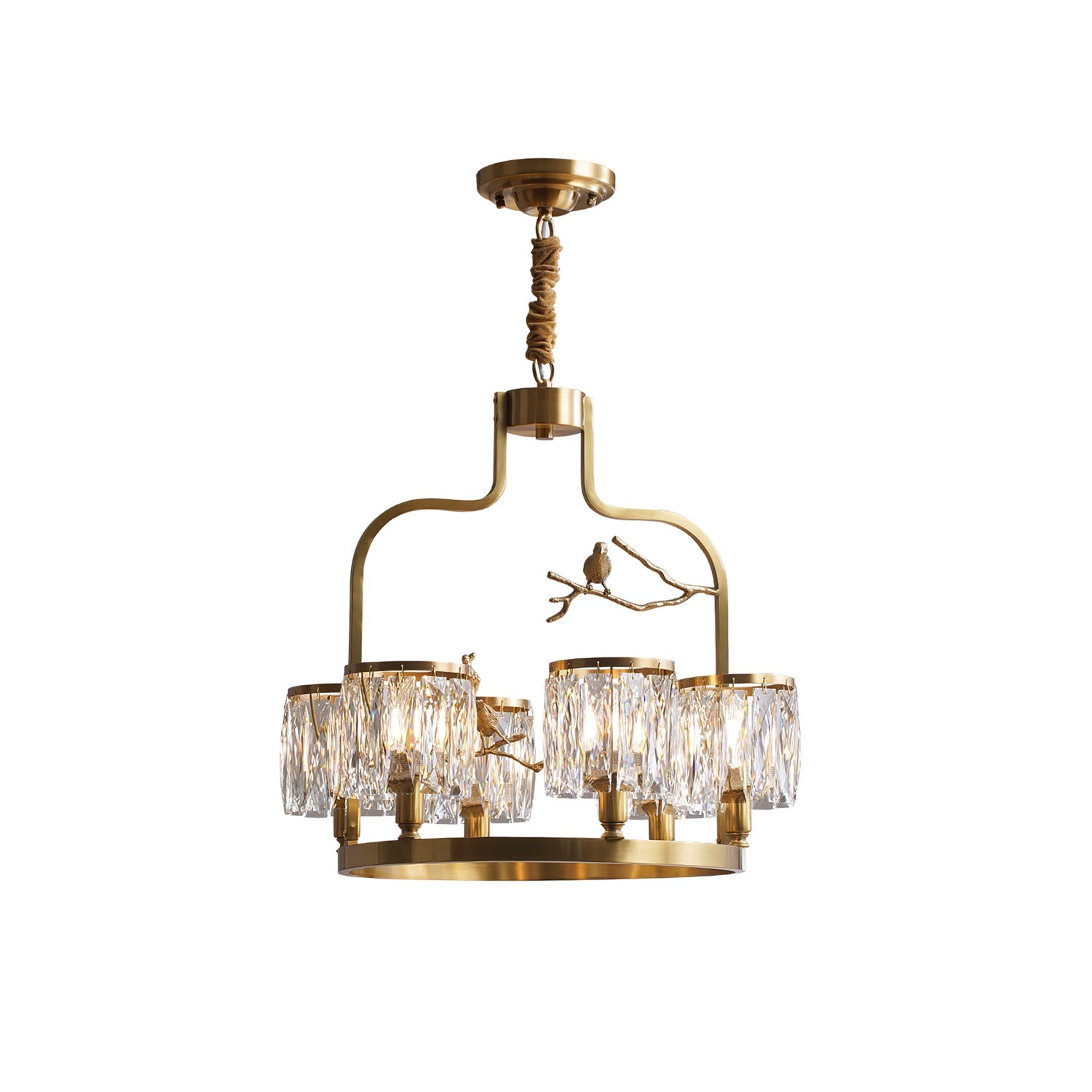 Chandelier Brass 22 in Crystal Indoor Ceiling Light Modern Dining Living Room Fixture | Thomler