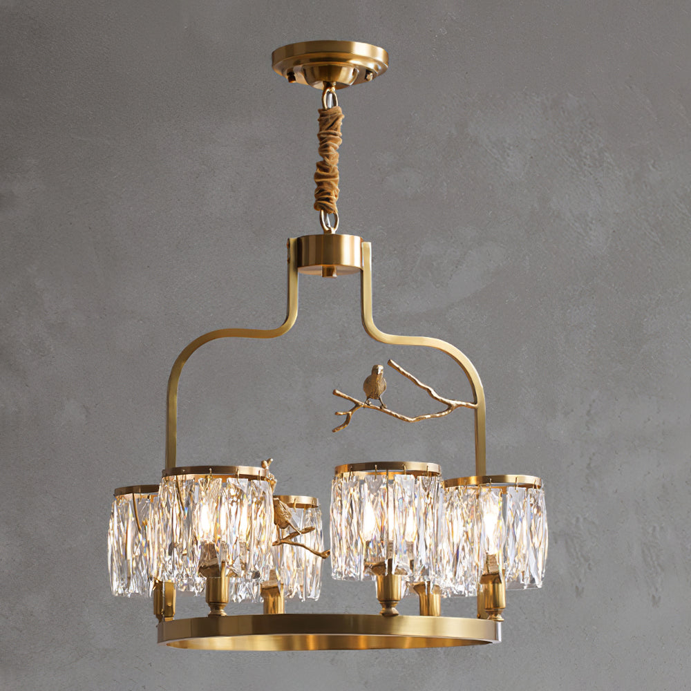 Chandelier Brass 22 in Crystal Indoor Ceiling Light Modern Dining Living Room Fixture | Thomler