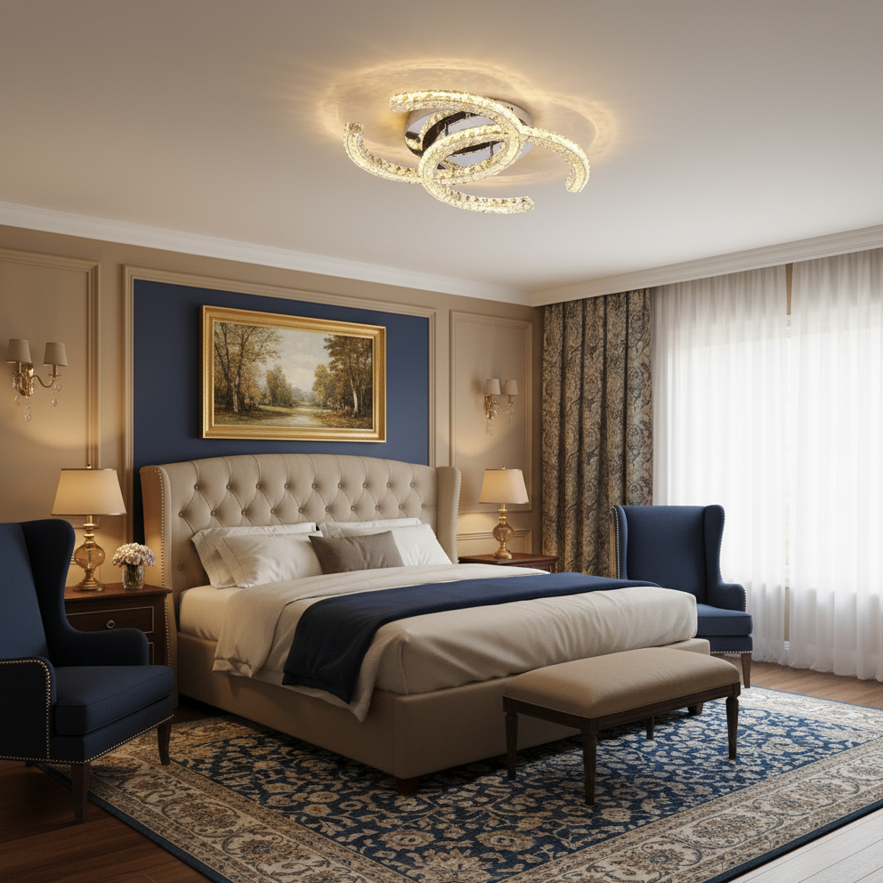 Ceiling Light Stainless Steel 11 in Warm White Bedroom Living Room Modern LED Fixture | Thomler