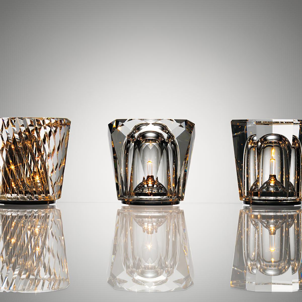 Table Lamp Crystal Glass 3.2 in x 3.5 in Clear LED Desk Bedroom Accent Light | Thomler
