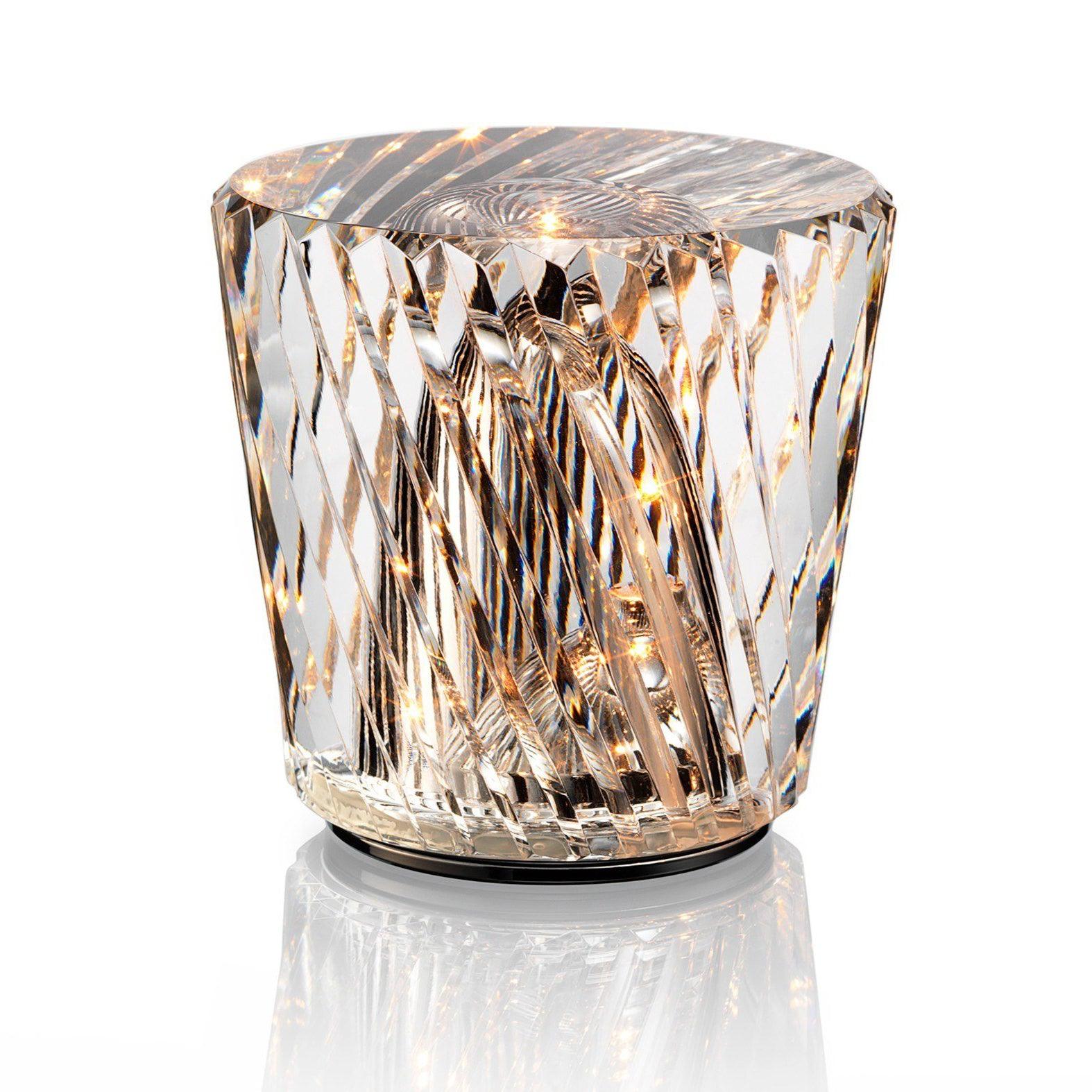 Table Lamp Crystal Glass 3.2 in x 3.5 in Clear LED Desk Bedroom Accent Light | Thomler