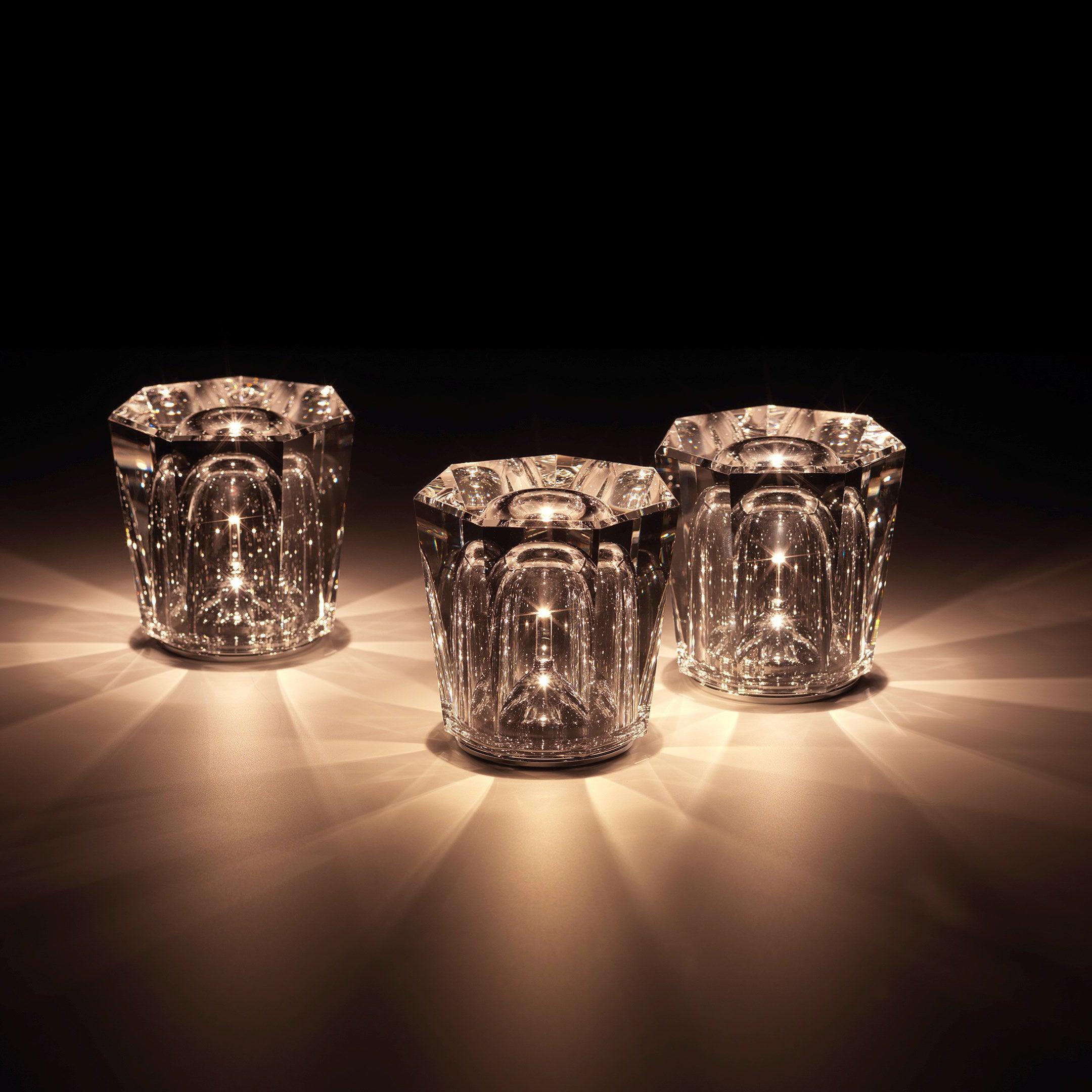 Table Lamp Crystal Glass 3.2 in x 3.5 in Clear LED Desk Bedroom Accent Light | Thomler