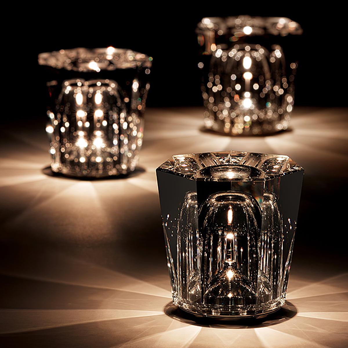 Table Lamp Crystal Glass 3.2 in x 3.5 in Clear LED Desk Bedroom Accent Light | Thomler