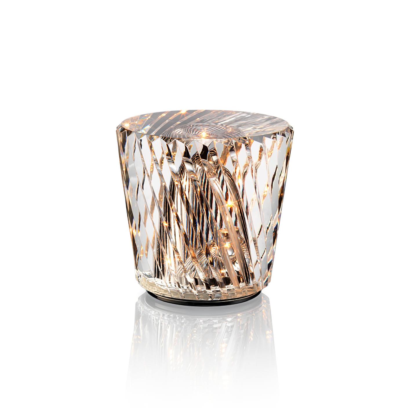 Table Lamp Crystal Glass 3.2 in x 3.5 in Clear LED Desk Bedroom Accent Light | Thomler