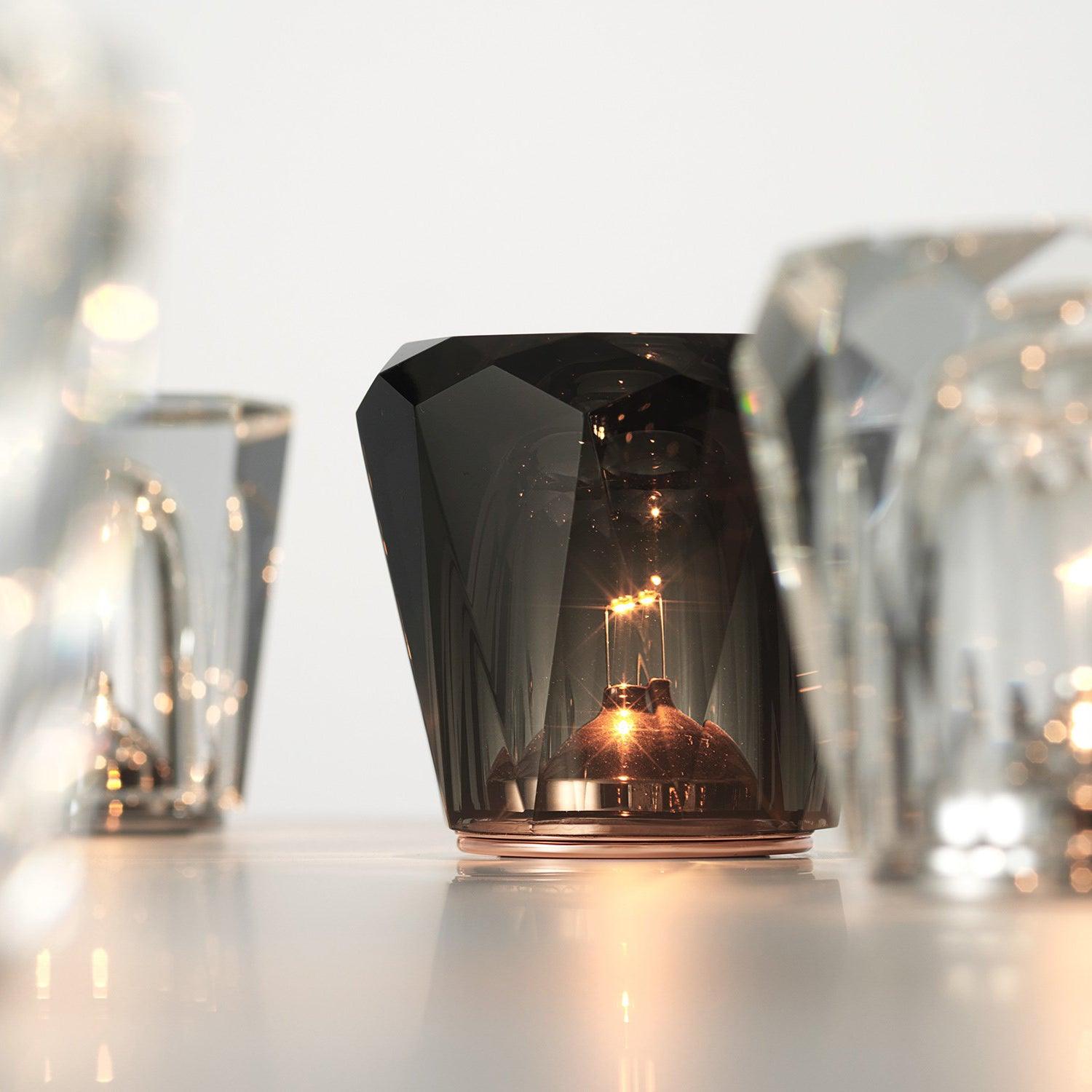 Table Lamp Crystal Glass 3.2 in x 3.5 in Clear LED Desk Bedroom Accent Light | Thomler