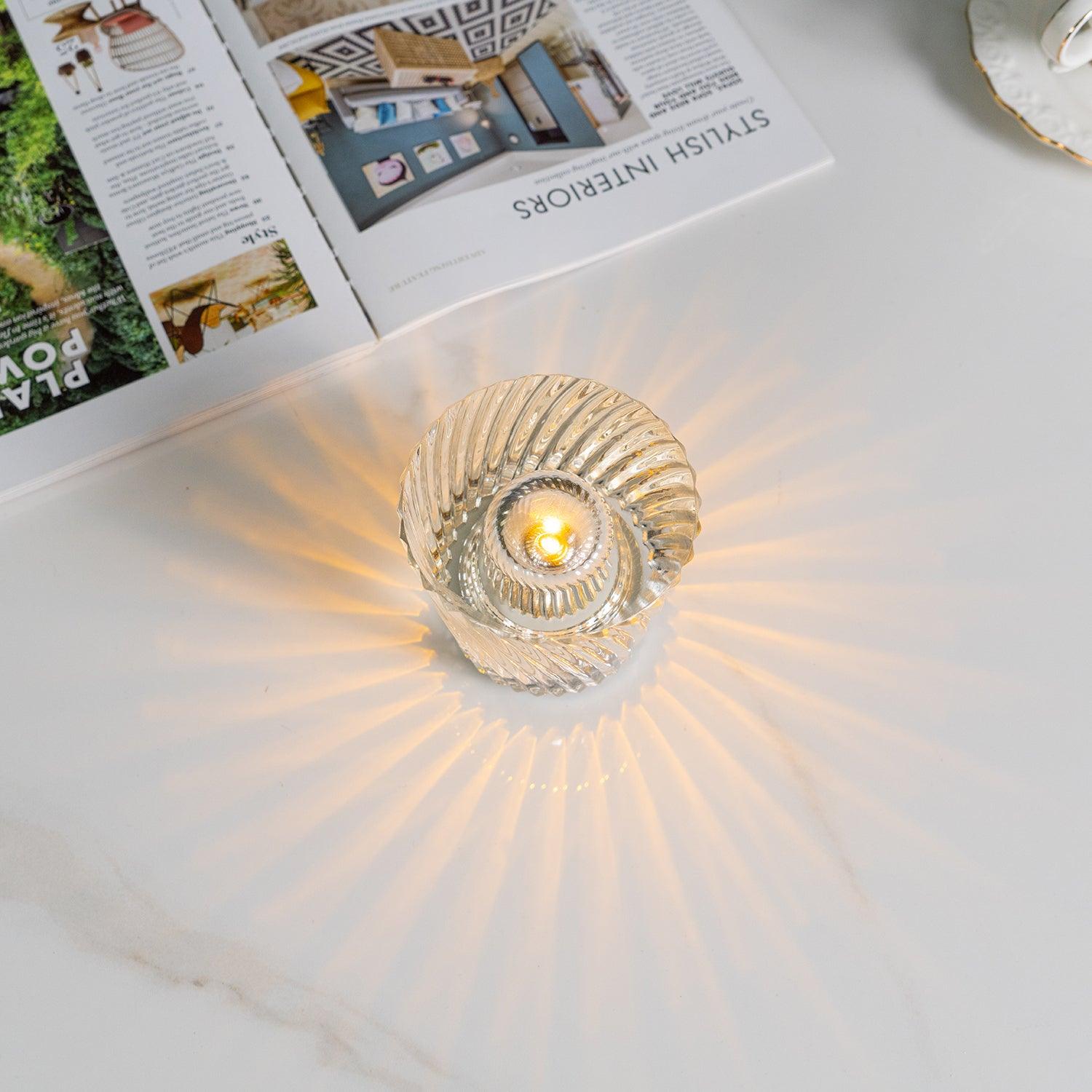 Table Lamp Crystal Glass 3.2 in x 3.5 in Clear LED Desk Bedroom Accent Light | Thomler