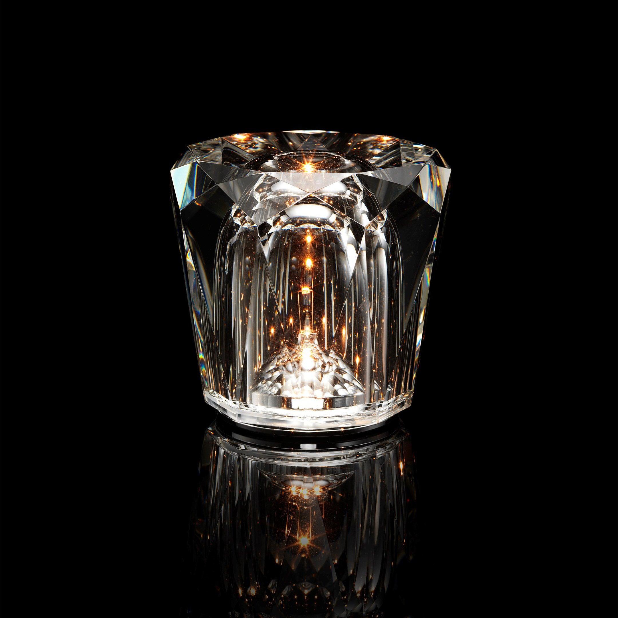 Table Lamp Crystal Glass 3.2 in x 3.5 in Clear LED Desk Bedroom Accent Light | Thomler