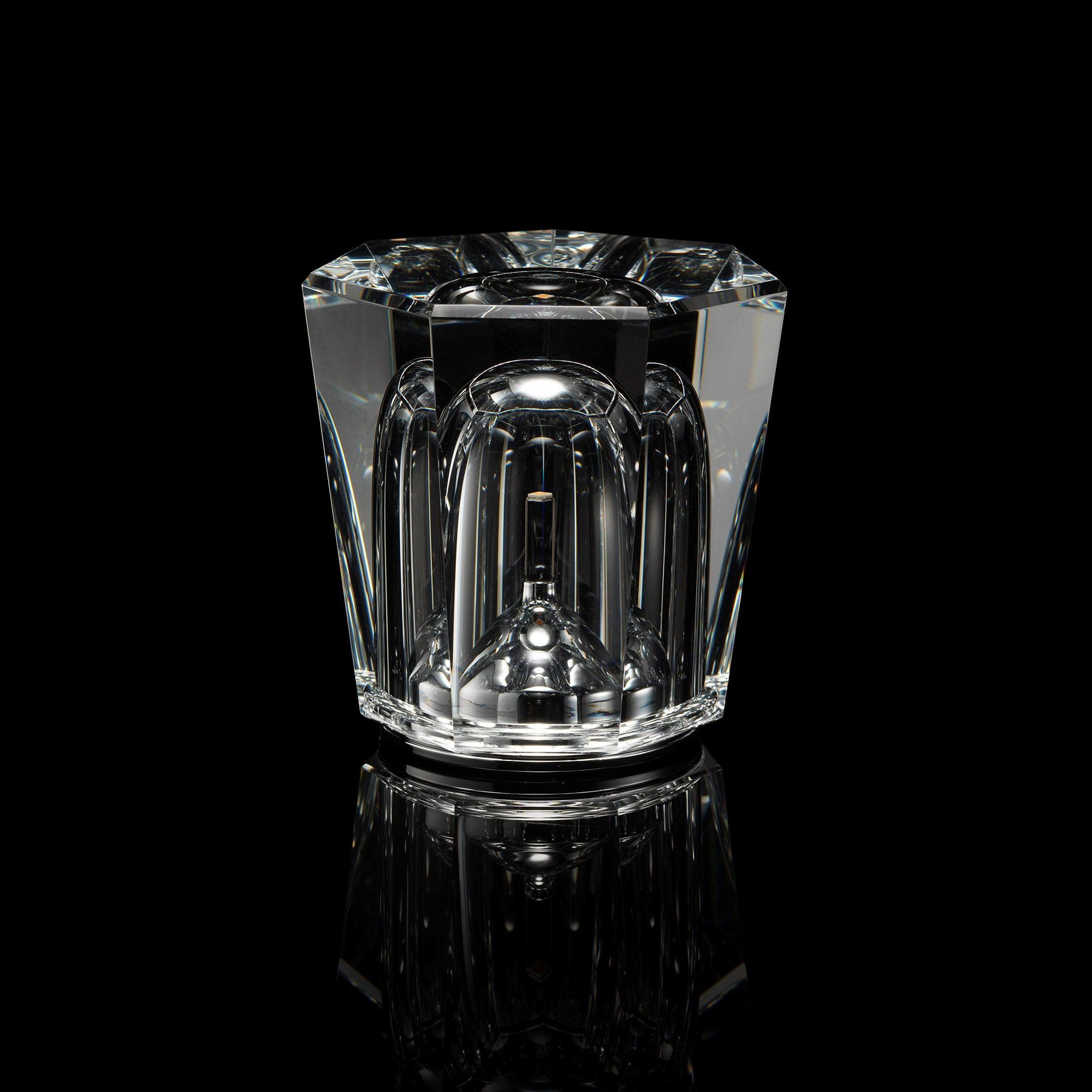 Table Lamp Crystal Glass 3.2 in x 3.5 in Clear LED Desk Bedroom Accent Light | Thomler