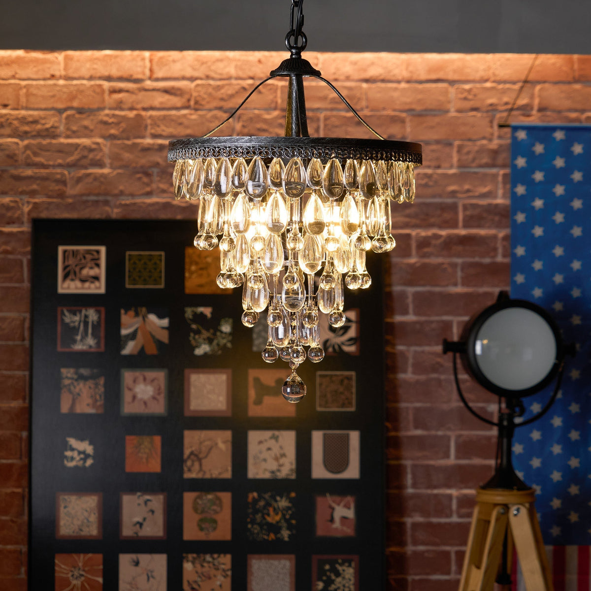 Crystal Tiered Iron Chandelier with Bronze Finish – Multi-Light Statement Fixture for Dining Room & Foyer | Thomler
