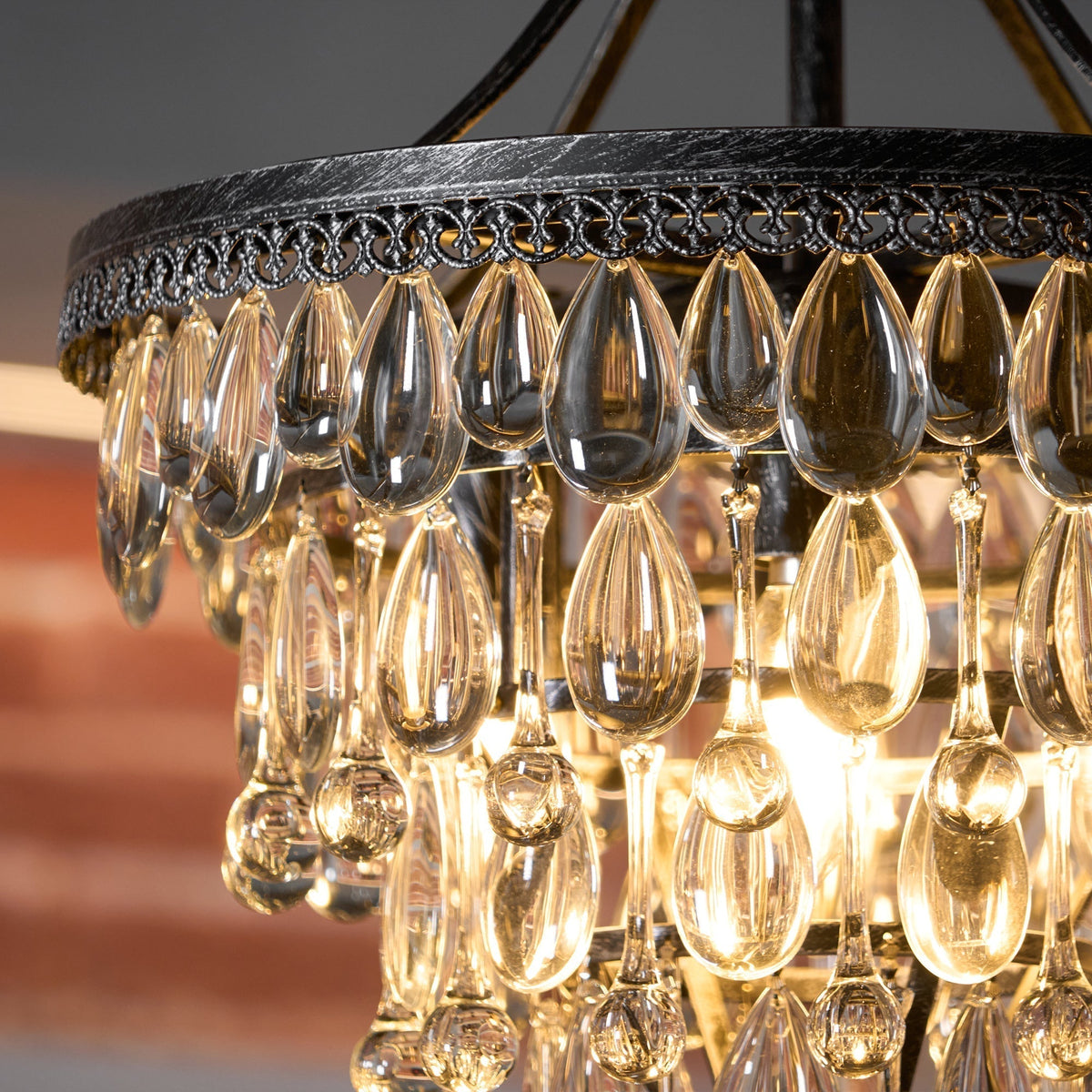 Crystal Tiered Iron Chandelier with Bronze Finish – Multi-Light Statement Fixture for Dining Room & Foyer | Thomler