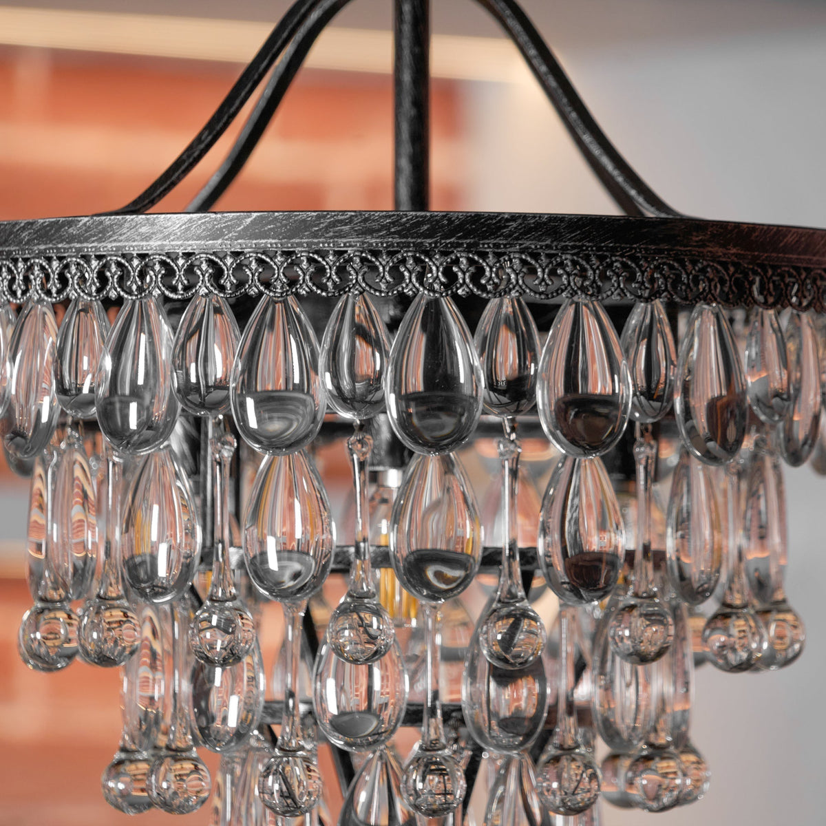 Crystal Tiered Iron Chandelier with Bronze Finish – Multi-Light Statement Fixture for Dining Room & Foyer | Thomler
