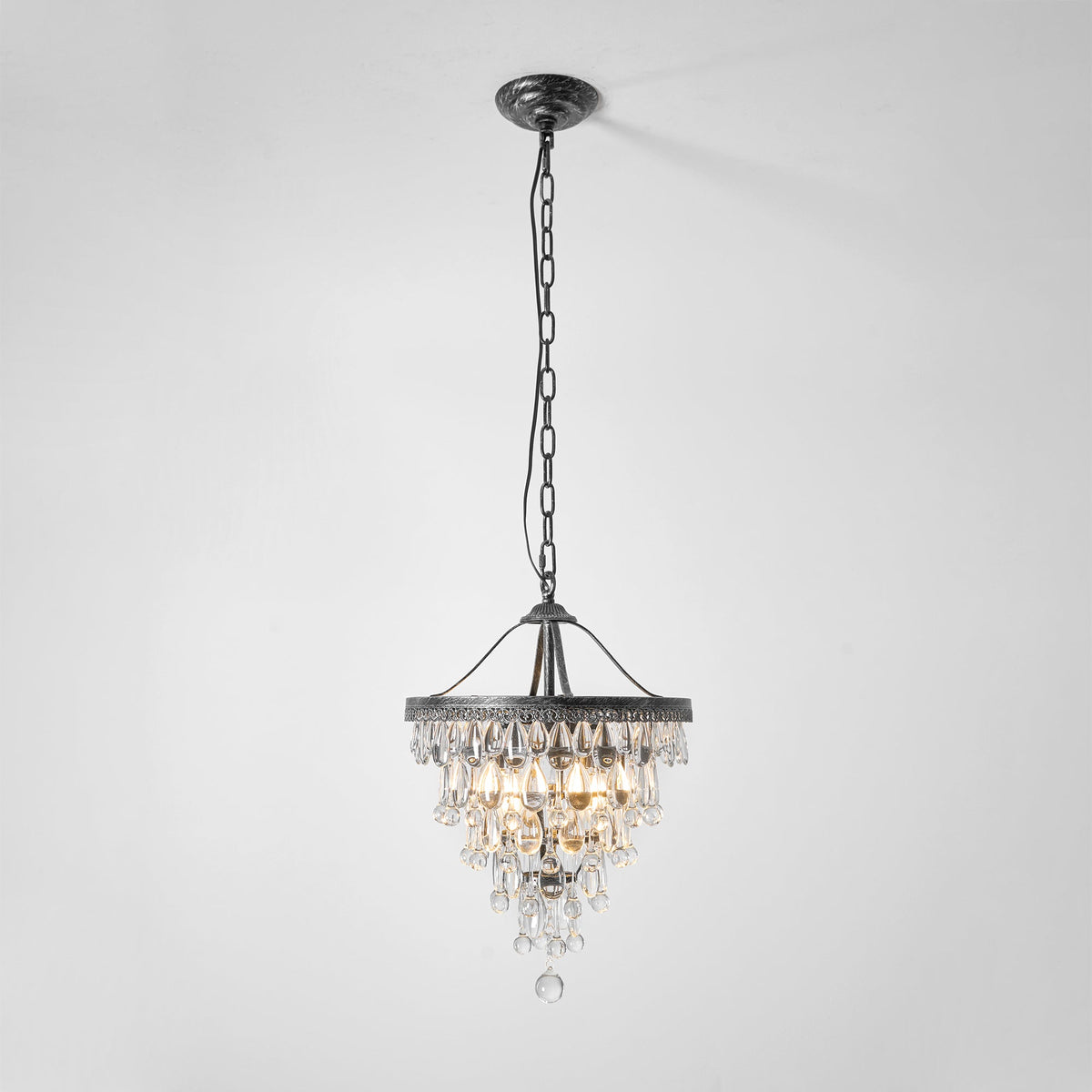 Crystal Tiered Iron Chandelier with Bronze Finish – Multi-Light Statement Fixture for Dining Room & Foyer | Thomler
