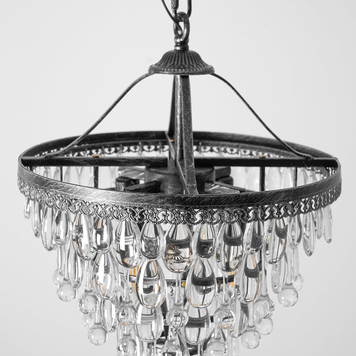 Crystal Tiered Iron Chandelier with Bronze Finish – Multi-Light Statement Fixture for Dining Room & Foyer | Thomler