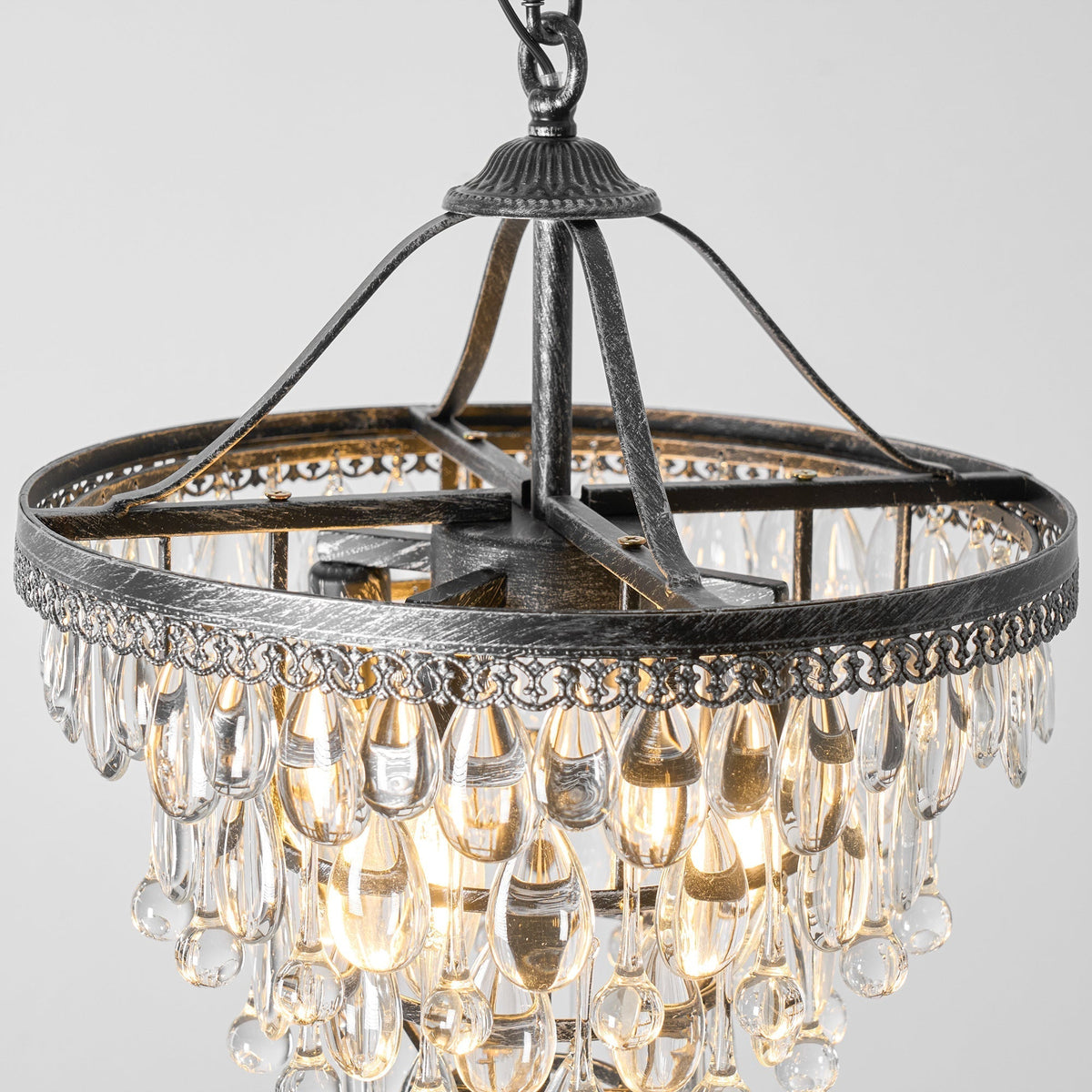 Crystal Tiered Iron Chandelier with Bronze Finish – Multi-Light Statement Fixture for Dining Room & Foyer | Thomler