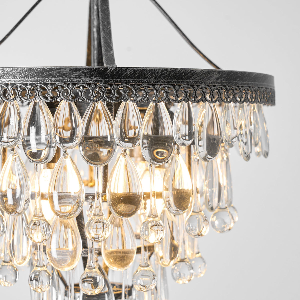 Crystal Tiered Iron Chandelier with Bronze Finish – Multi-Light Statement Fixture for Dining Room & Foyer | Thomler