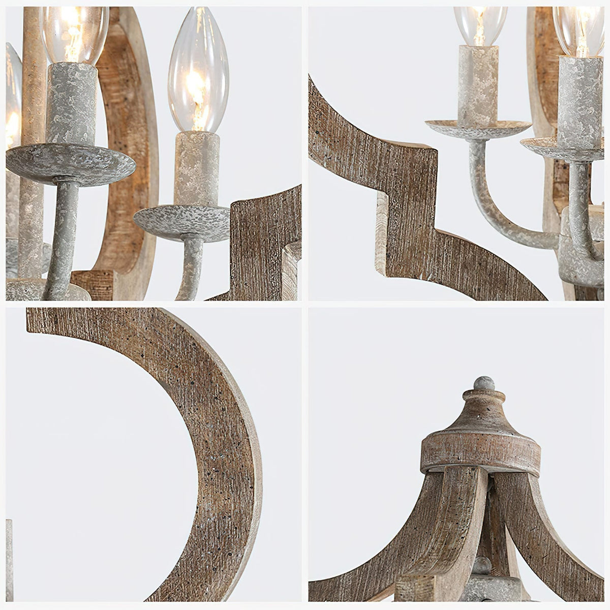 Rustic Timber Ceiling Fixture – 4-Light Adjustable Hanging Pendant with Reclaimed Wood Frame for Dining Room & Farmhouse Style Homes | Thomler