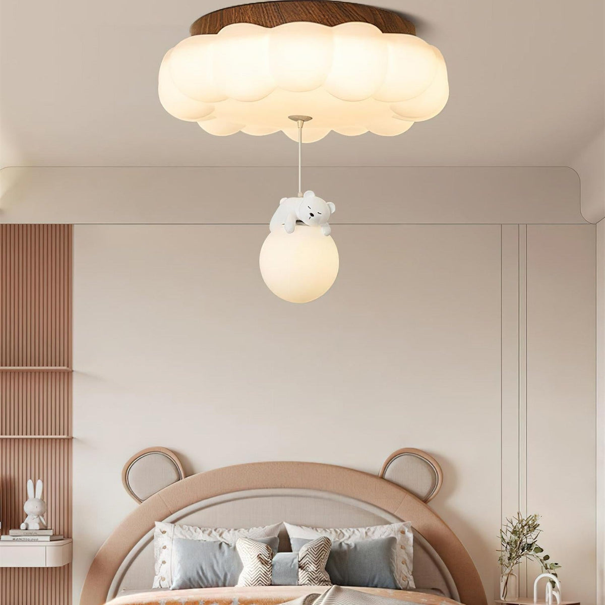 Teddy Bear Cloud Nursery Ceiling Light – Soft Acrylic Shade with Adorable Hanging Charm for Kids' Rooms | Thomler