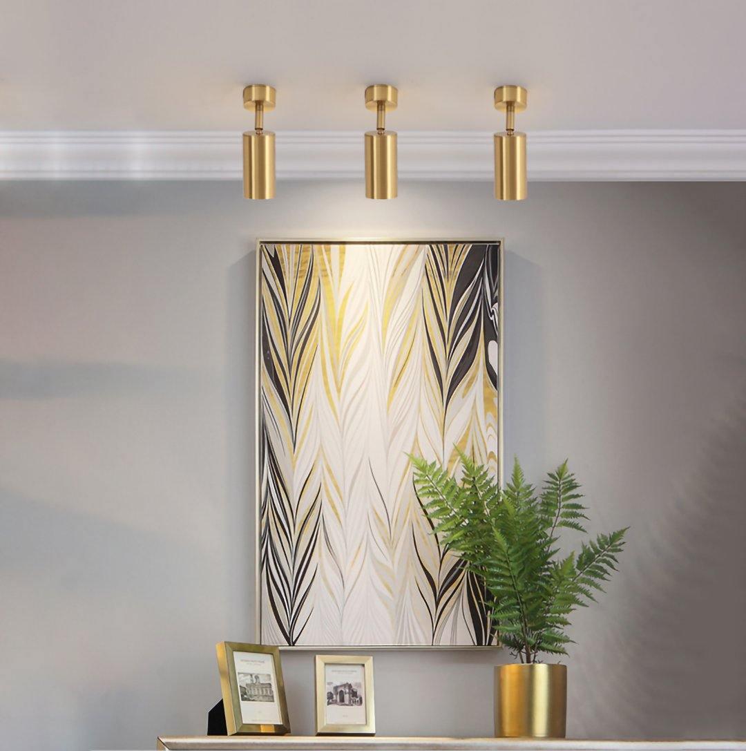 Brass Rotatable Spotlight Wall Light 3.1 in 350° Adjustable Indoor Accent Lighting Multi Head Ceiling Mount | Thomler