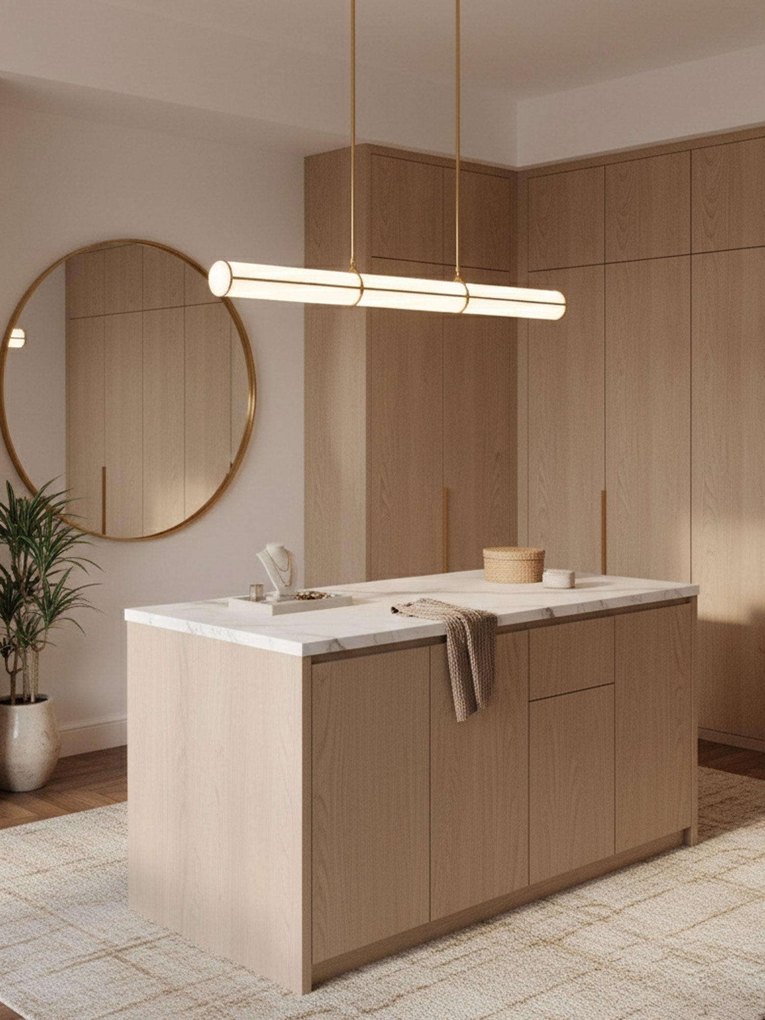 Metal LED Ceiling Light 59 in (150 cm) Adjustable Warm Neutral Cool Indoor Living Room Kitchen Dining Fixture | Thomler
