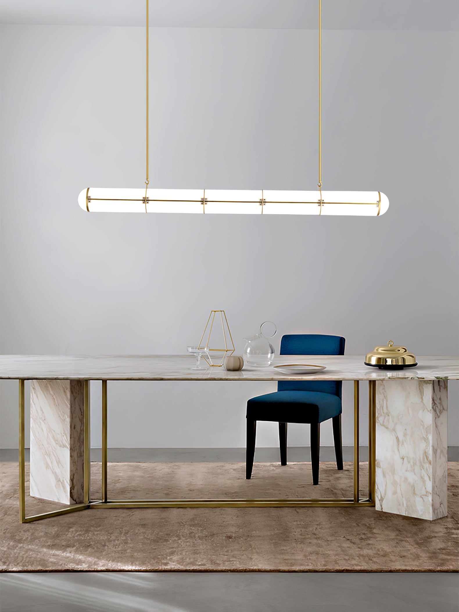 Metal LED Ceiling Light 59 in (150 cm) Adjustable Warm Neutral Cool Indoor Living Room Kitchen Dining Fixture | Thomler