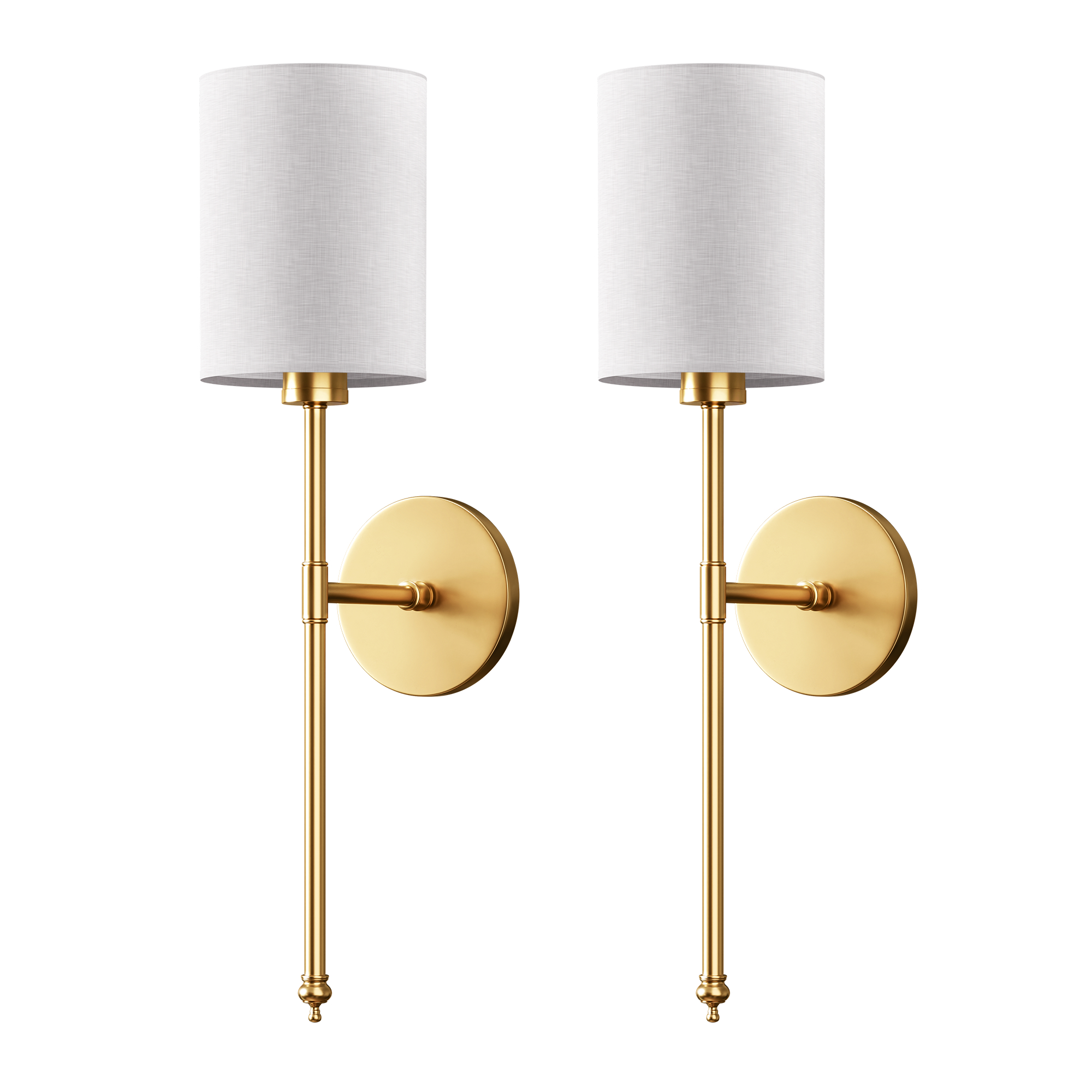 Wall Lamp Linen Cylinder Shade 51.5 cm Gold Bedroom Wireless Dimmable RGB Reading Light Set Of 2 | Thomler
