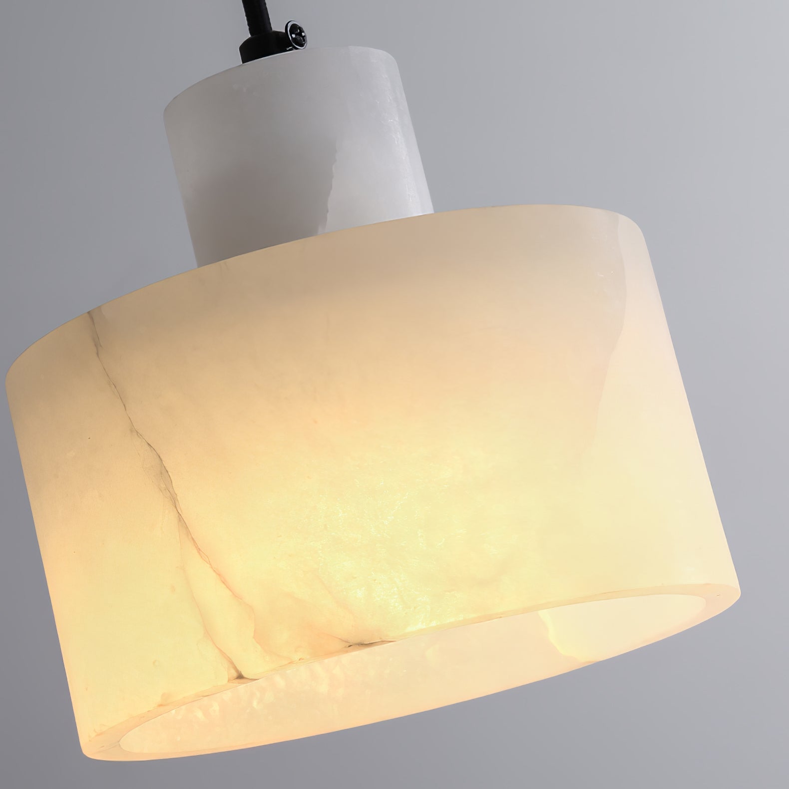 Pendant Light Alabaster 6.5 in Cylinder White Kitchen Island Dining Room Adjustable Hanging Ceiling Lamp | Thomler