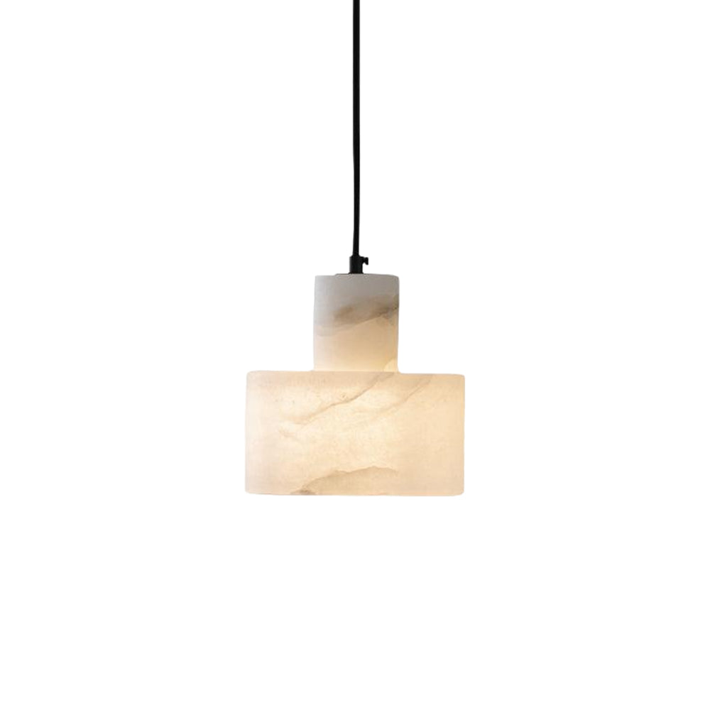 Pendant Light Alabaster 6.5 in Cylinder White Kitchen Island Dining Room Adjustable Hanging Ceiling Lamp | Thomler