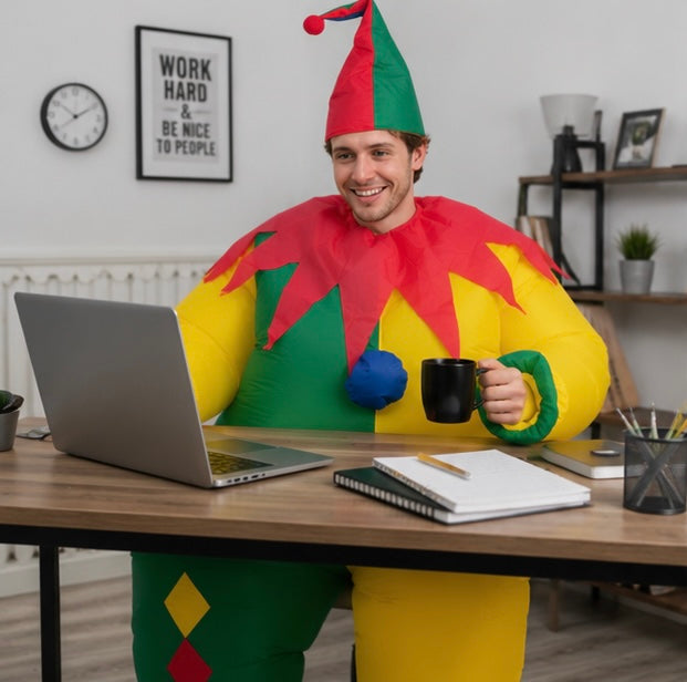 Blow-Up Circus Entertainer Suit with Battery-Powered Fan for Halloween & Events | Thomler