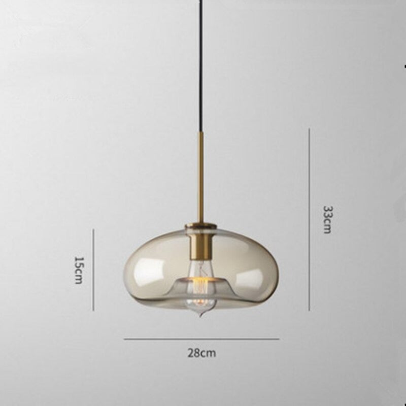 Amber Glass Pendant Light Fixture with Adjustable Cable for Kitchen Island Dining Room Bedroom Modern Hanging Ceiling Lamp Iron Frame | Thomler