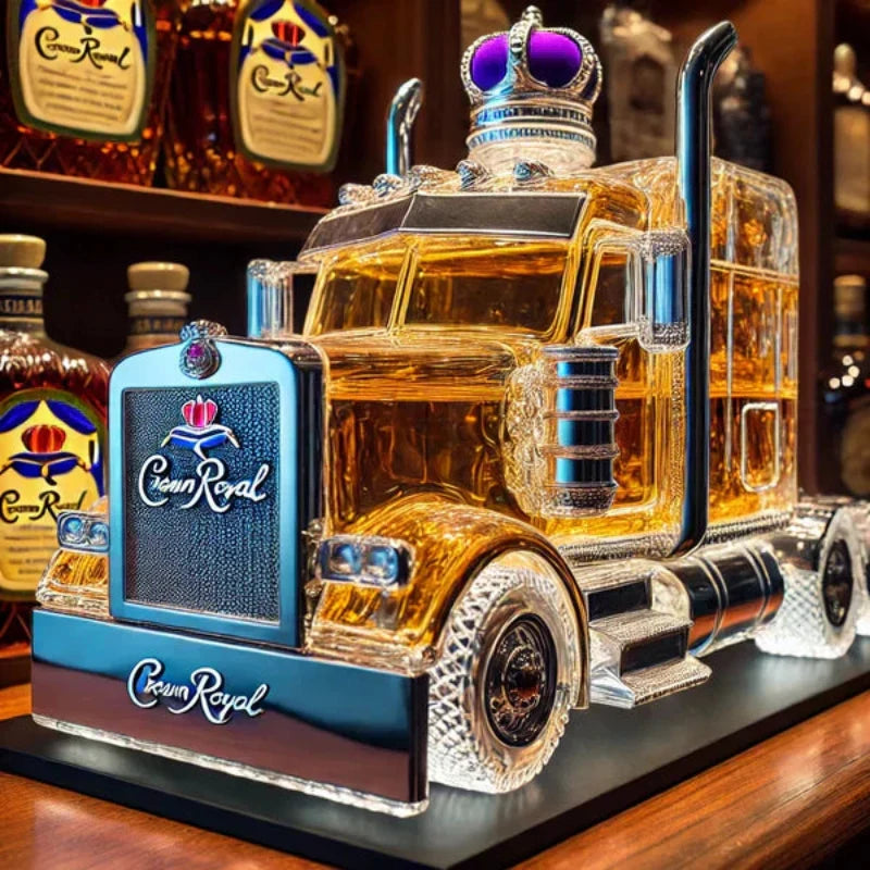 Semi-Truck Glass Whiskey Decanter for Home Bar & Man Cave | Liquor Bottle Shaped Like 18-Wheeler | Gift for Truckers, Drivers & Bourbon | Thomler