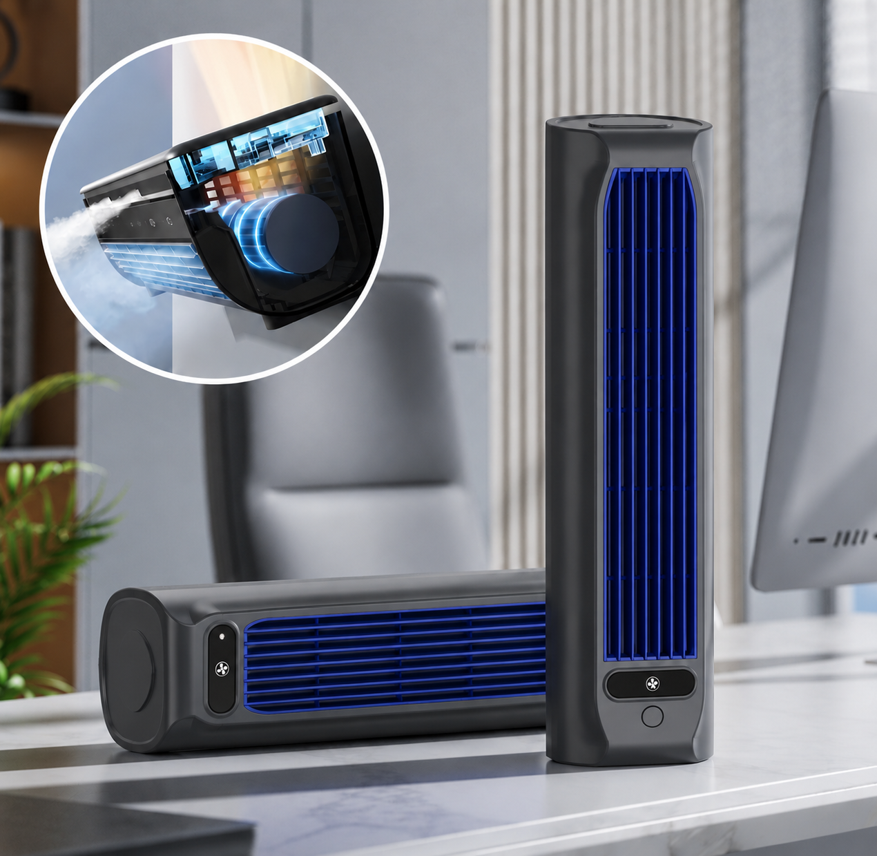 Rechargeable Personal Air Cooler Fan with Wall Mount & 12-Hour Battery Life for Desktop, Office, Bedroom & Home Use | Thomler