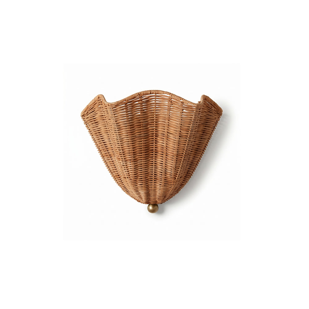 Woven Wicker Hemisphere Wall Fixture – Boho Farmhouse Sconce for Bedroom, Hallway & Living Room | Thomler