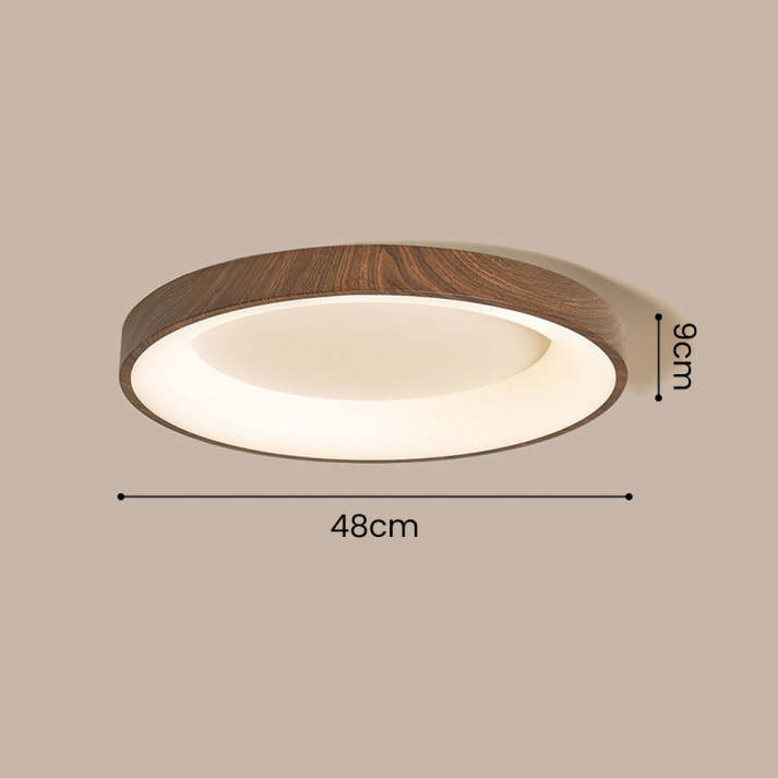 Ceiling Light Wood Look Iron Acrylic 35.0 cm Round Living Room Bedroom Hallway LED Lighting Fixture Modern Minimalist Decor | Thomler