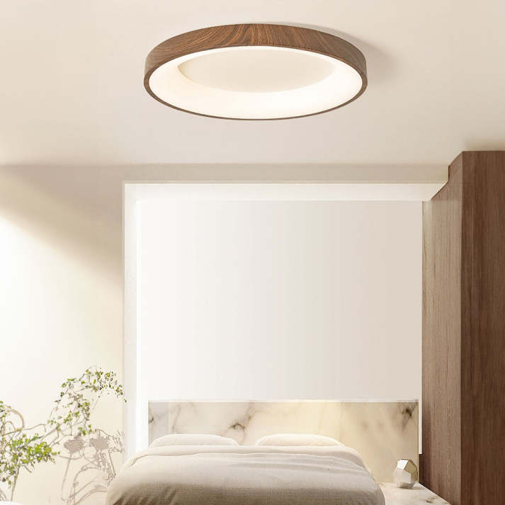 Ceiling Light Wood Look Iron Acrylic 35.0 cm Round Living Room Bedroom Hallway LED Lighting Fixture Modern Minimalist Decor | Thomler
