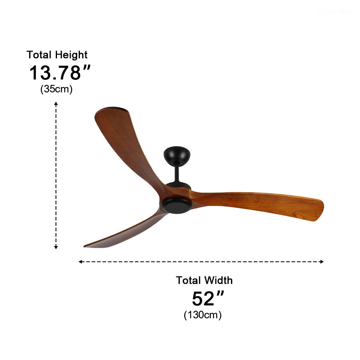 Reversible Ceiling Fan with Walnut Blades & Waterproof Motor – 6-Speed Remote Control for Patio & Indoor Use | Thomler