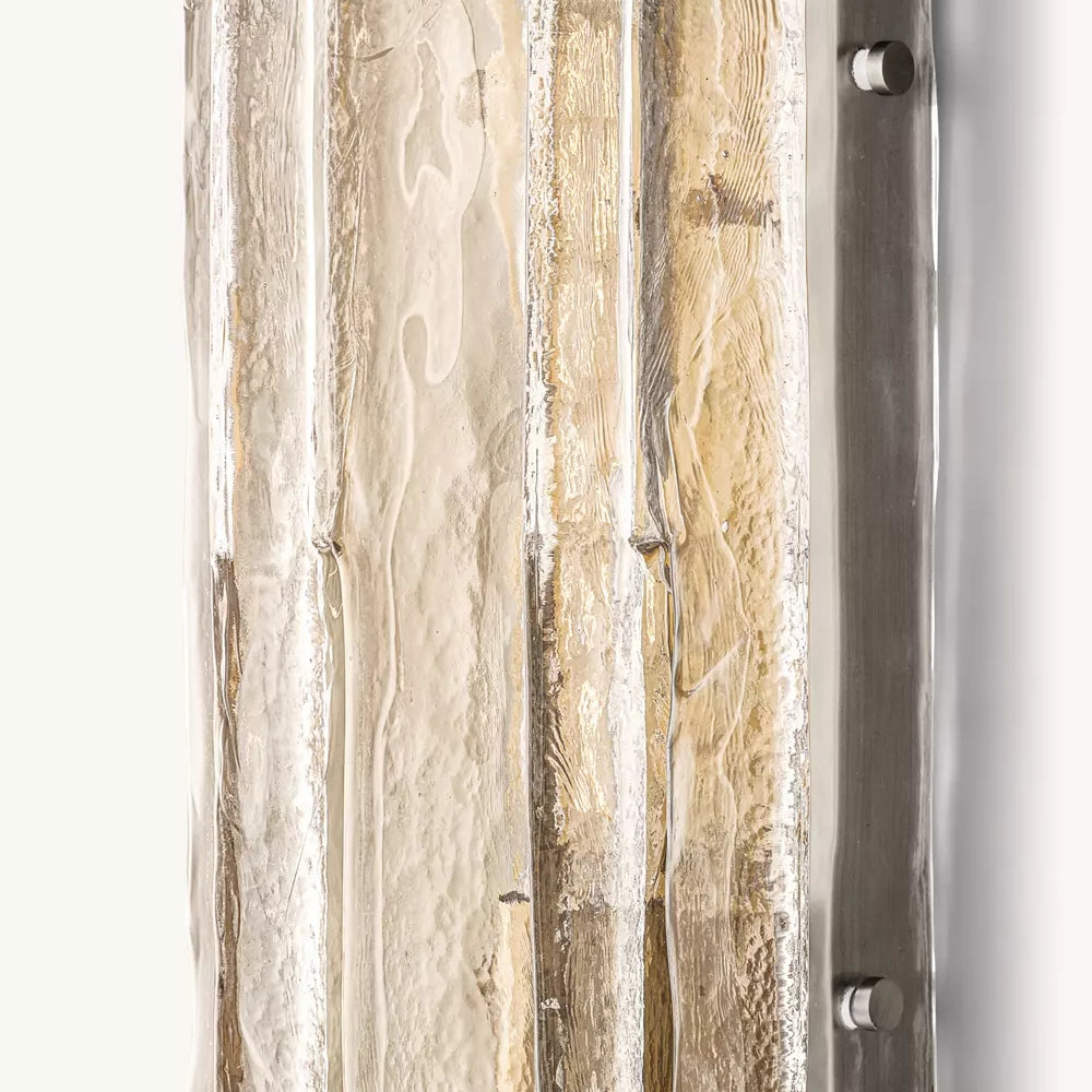 Textured Glass Wall Light Fixture Steel Frame Mid-Century Sconce for Living Room Bedroom Hallway Entryway | Thomler
