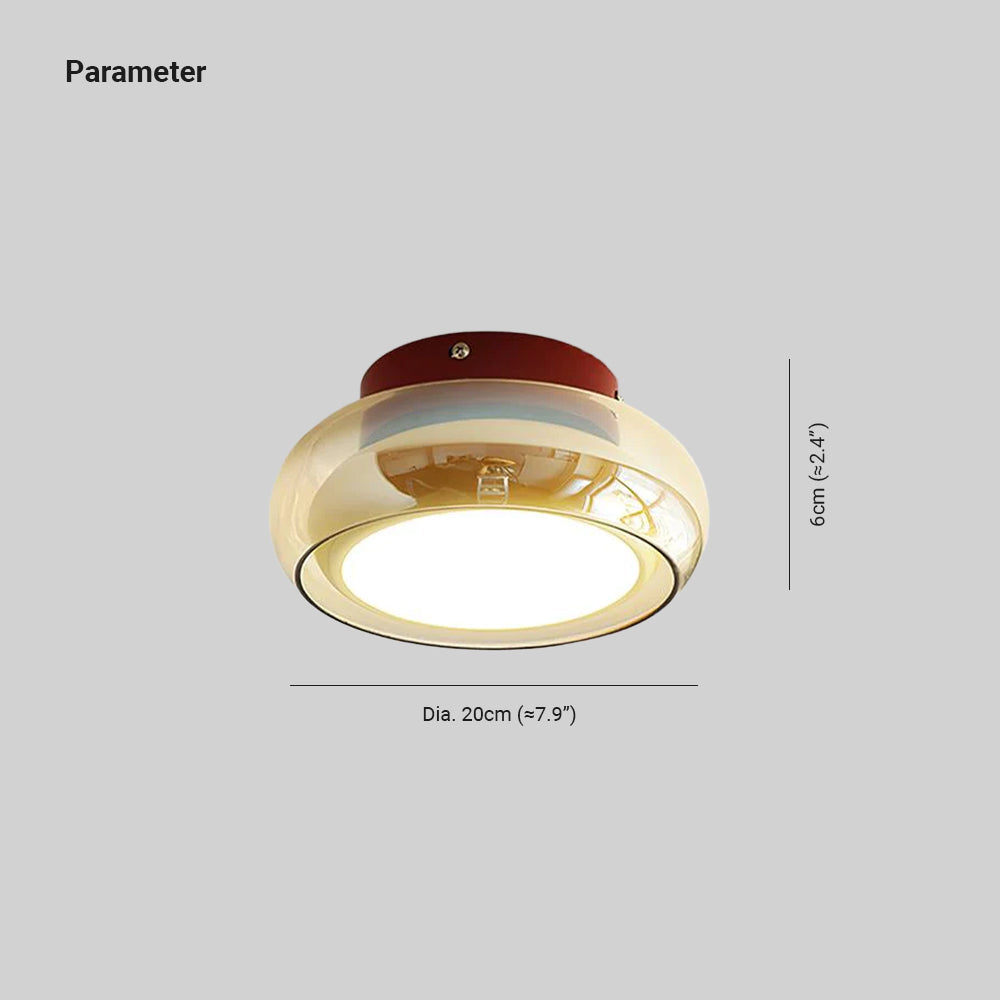 Glass Flush Mount Ceiling Light with Metal Frame – Ambient LED Fixture for Bedroom, Living Room & Kitchen – 3 Color Temperatures | Thomler