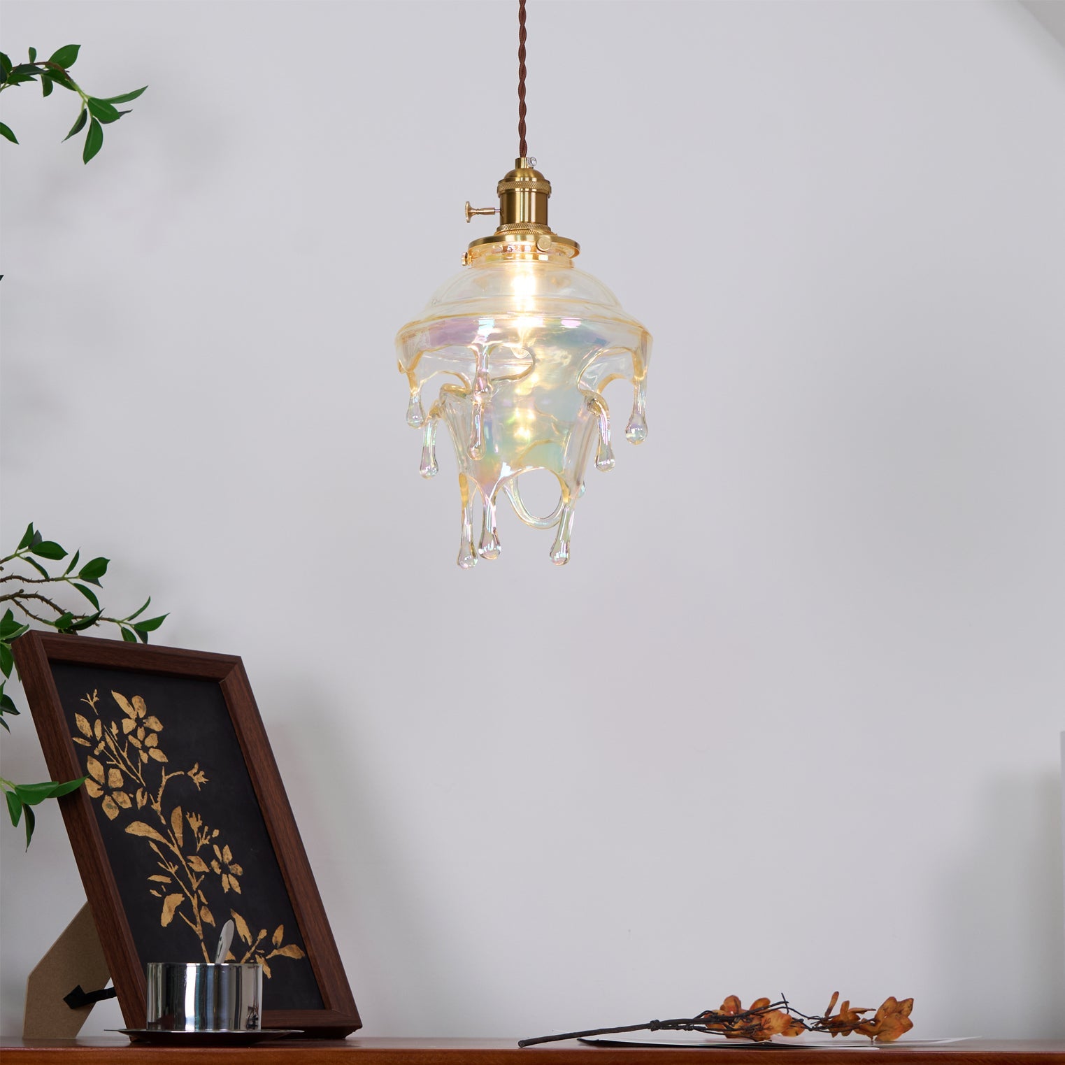Pendant Light Resin Drip 9.1 in Adjustable Indoor Ceiling Lamp Modern Dining Room Kitchen Hanging Light | Thomler