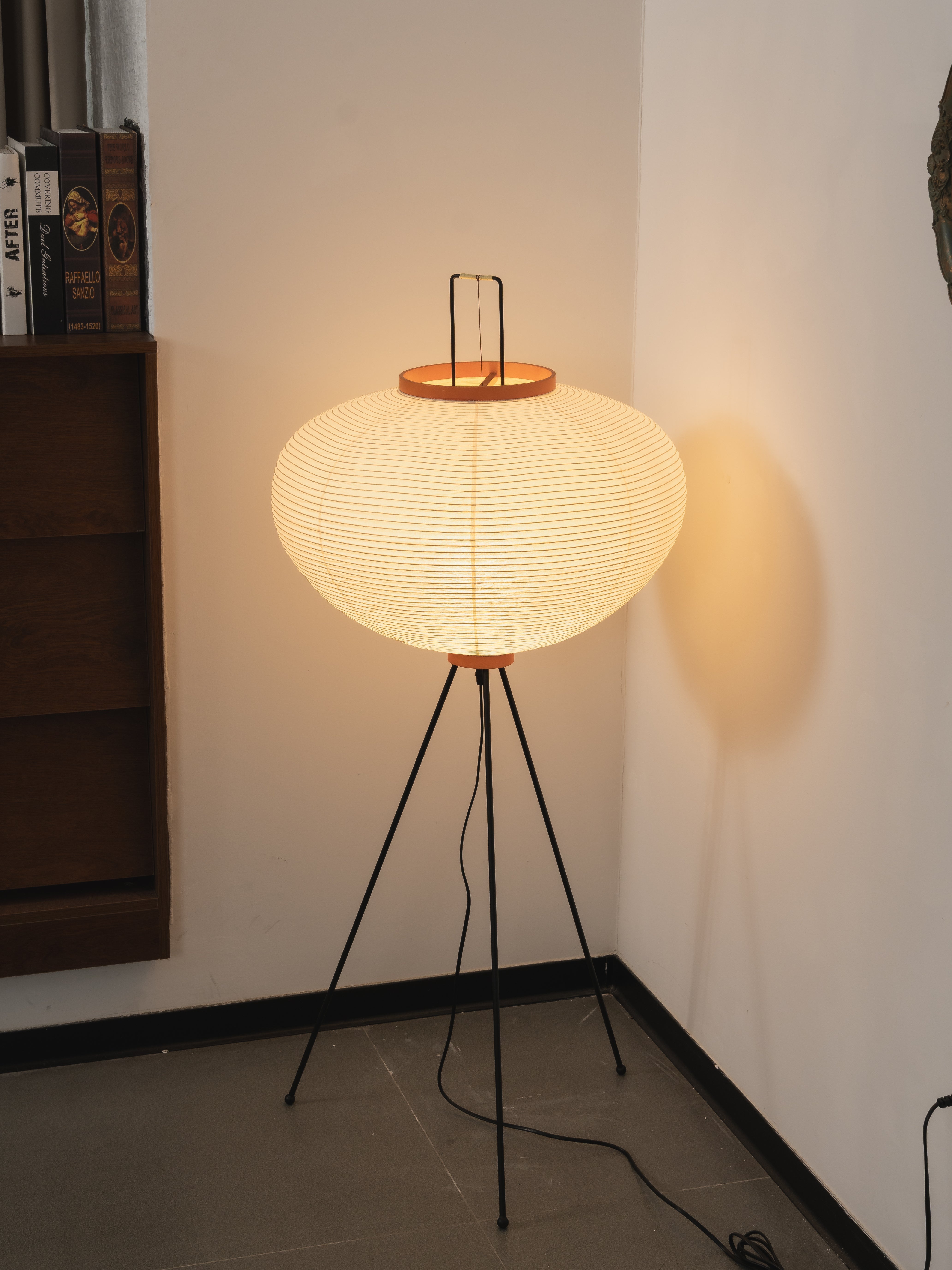 Floor Lamp Mulberry Paper Shade Ø 50.0 cm (19.7") White Living Room Bedroom Japandi Japanese Style Reading Light | Thomler