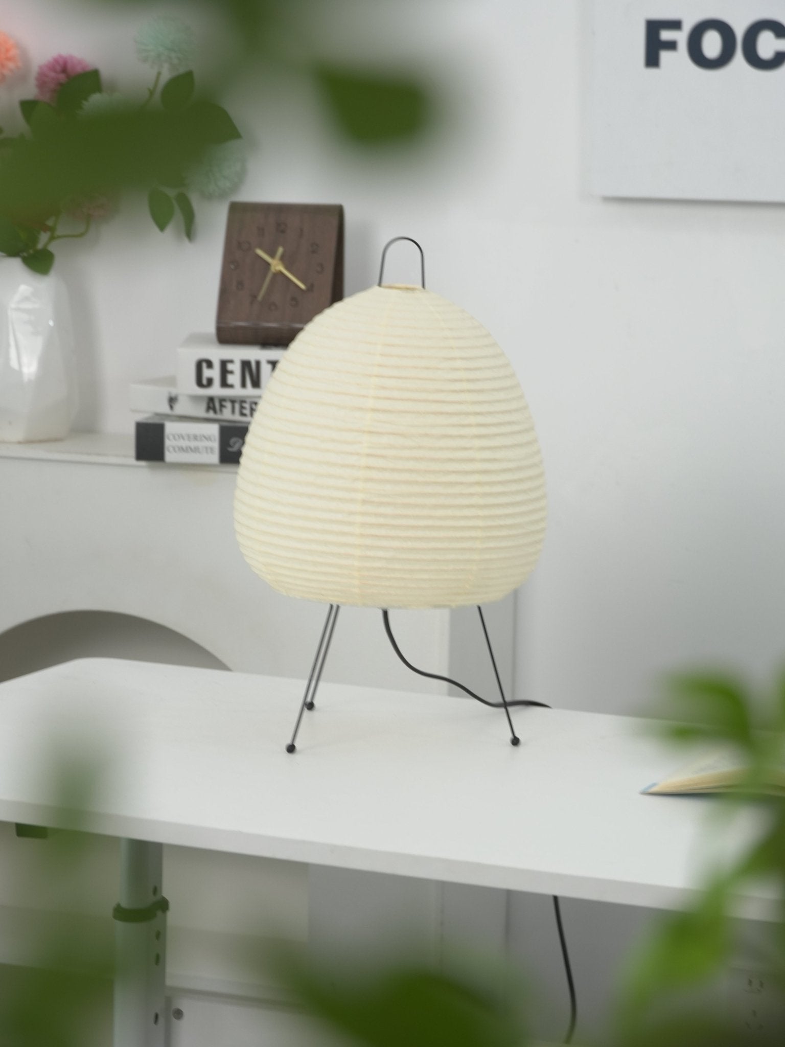 Table Lamp Rice Paper 16.9 in Indoor LED Bedroom Desk Nightstand Light | Thomler