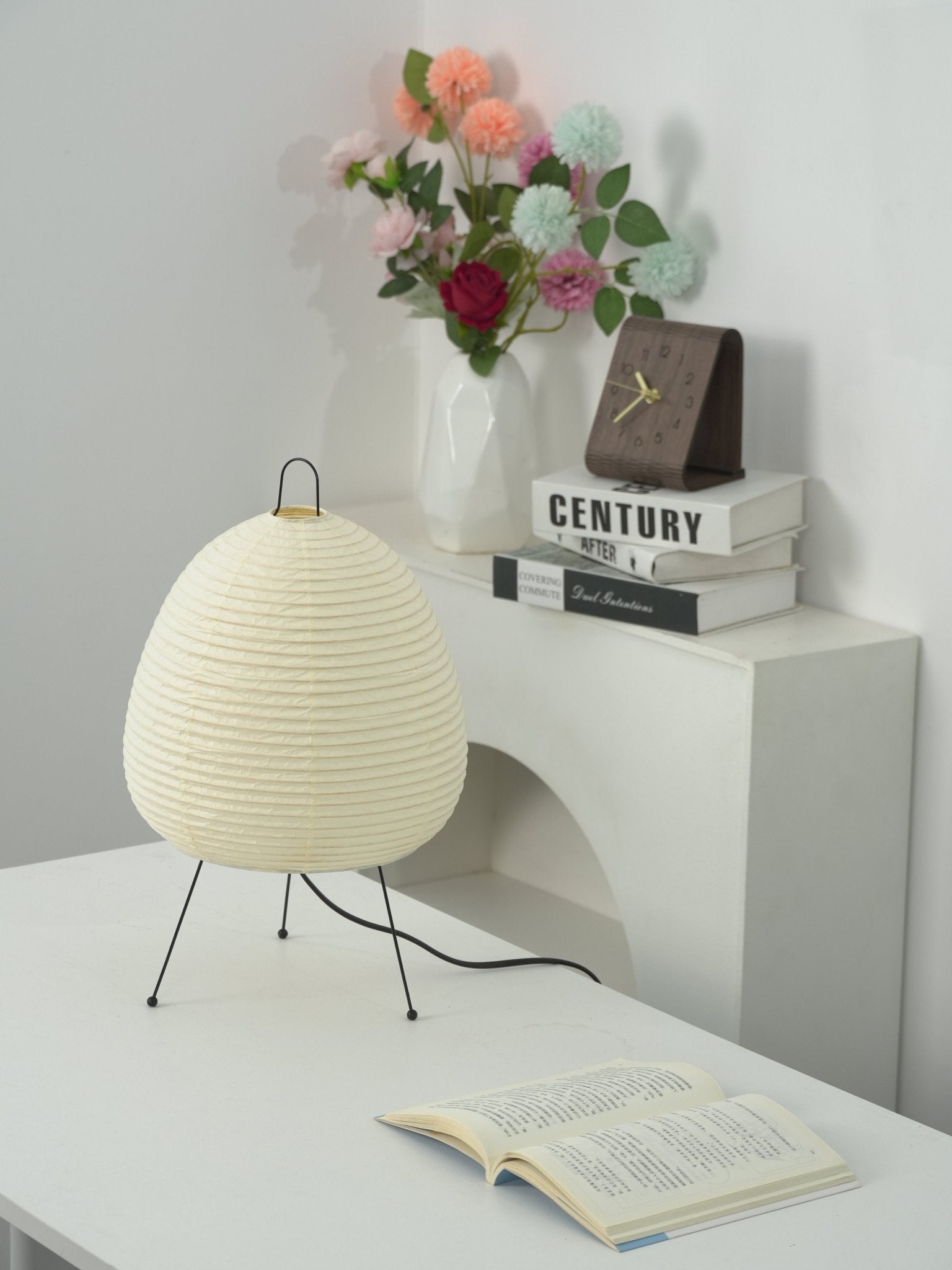 Table Lamp Rice Paper 16.9 in Indoor LED Bedroom Desk Nightstand Light | Thomler